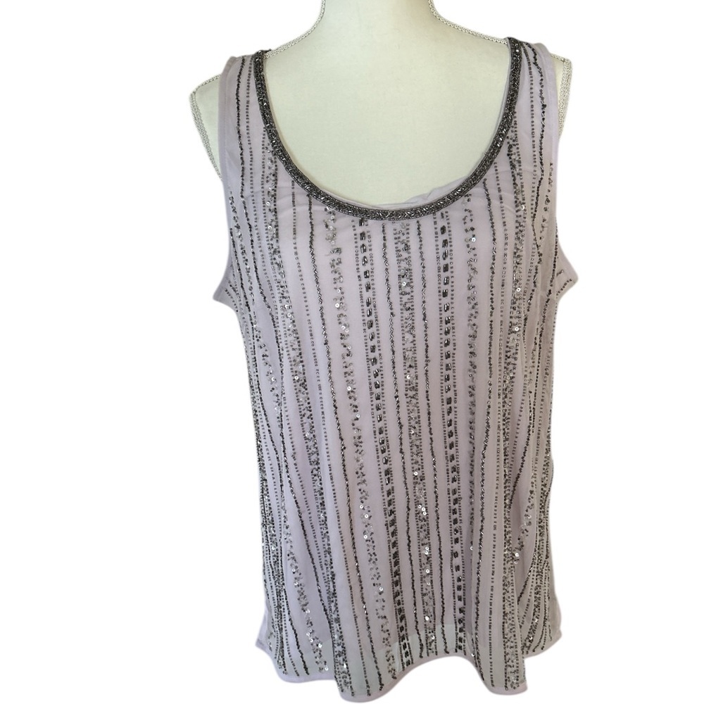 Women's Beaded Tank Top in Lavender Size Large